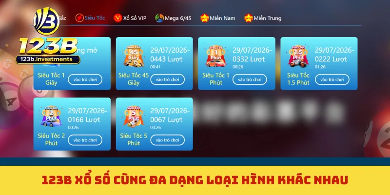 123B xổ số cùng đa dạng loại hình khác nhau