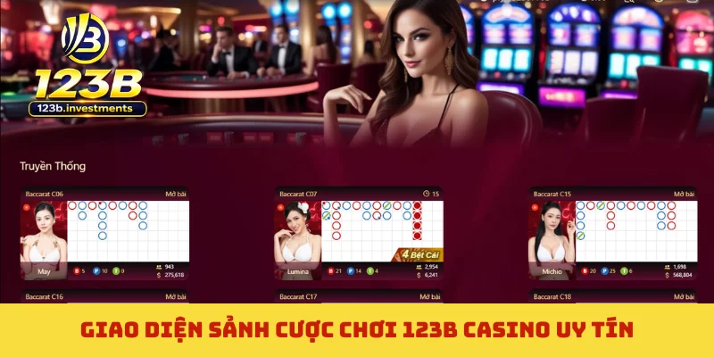 Giao diện sảnh cược chơi 123B casino uy tín